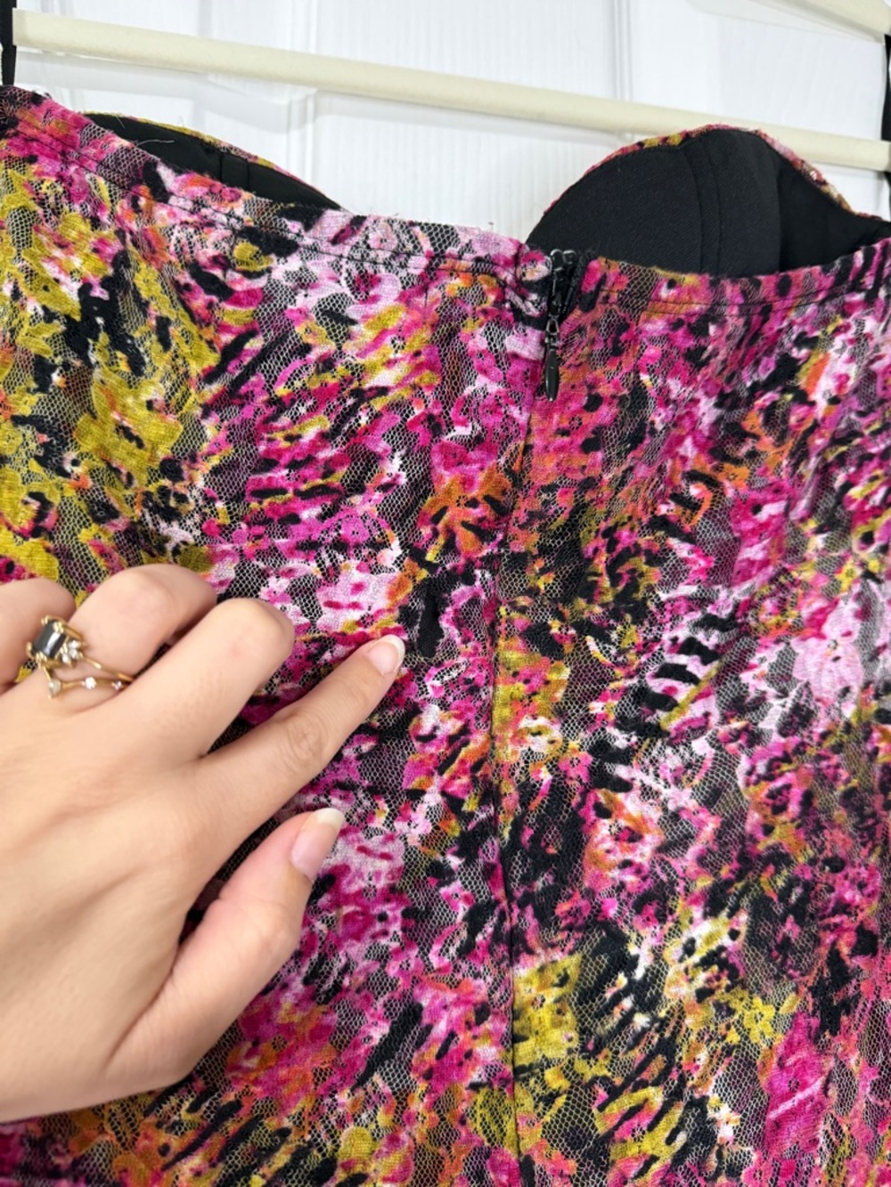 bailey blue Floral Abstract Strapless Mini Dress in Pink & Yellow - Picture 4 of 4